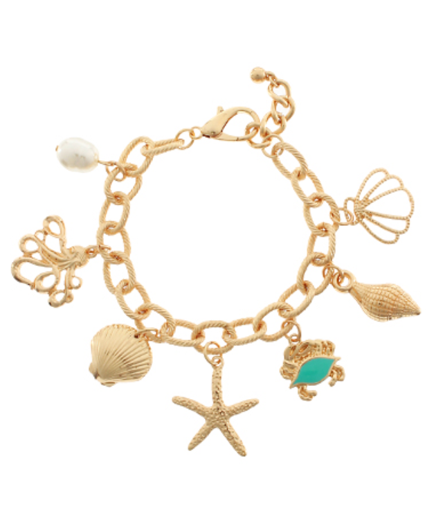 Sealife Charm Bracelet-Gold