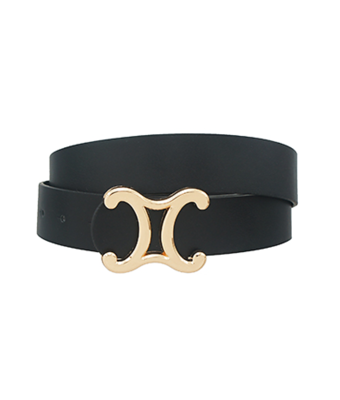 Curved Mirror C Buckle Belt-Black