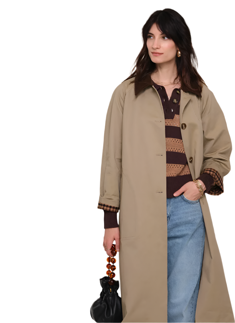 Beatriz Trench Coat-Khaki