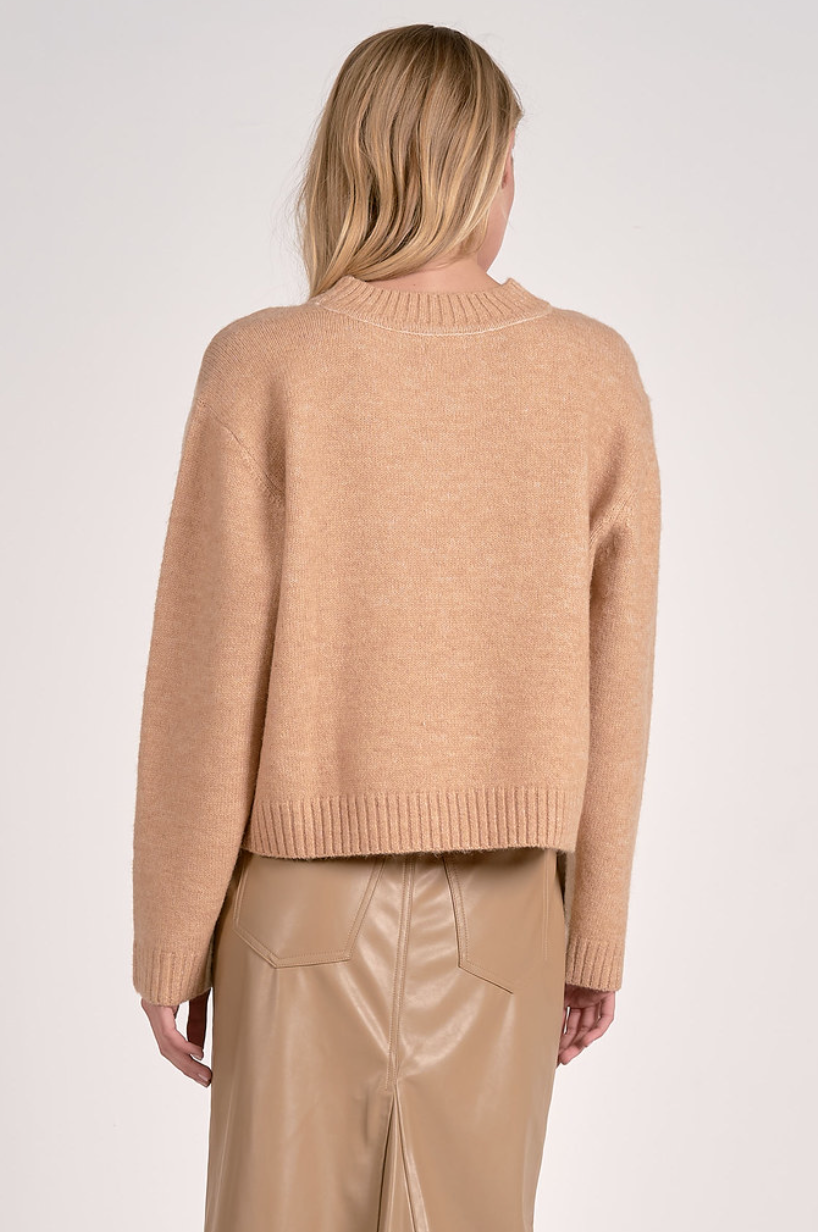 Colorblock Sweater-Cream/Tan