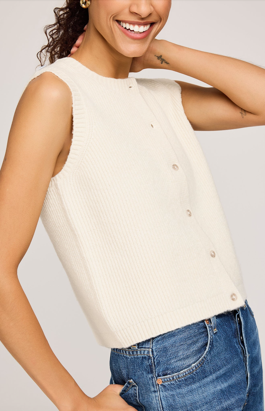 Winnie Sweater Vest-Cream