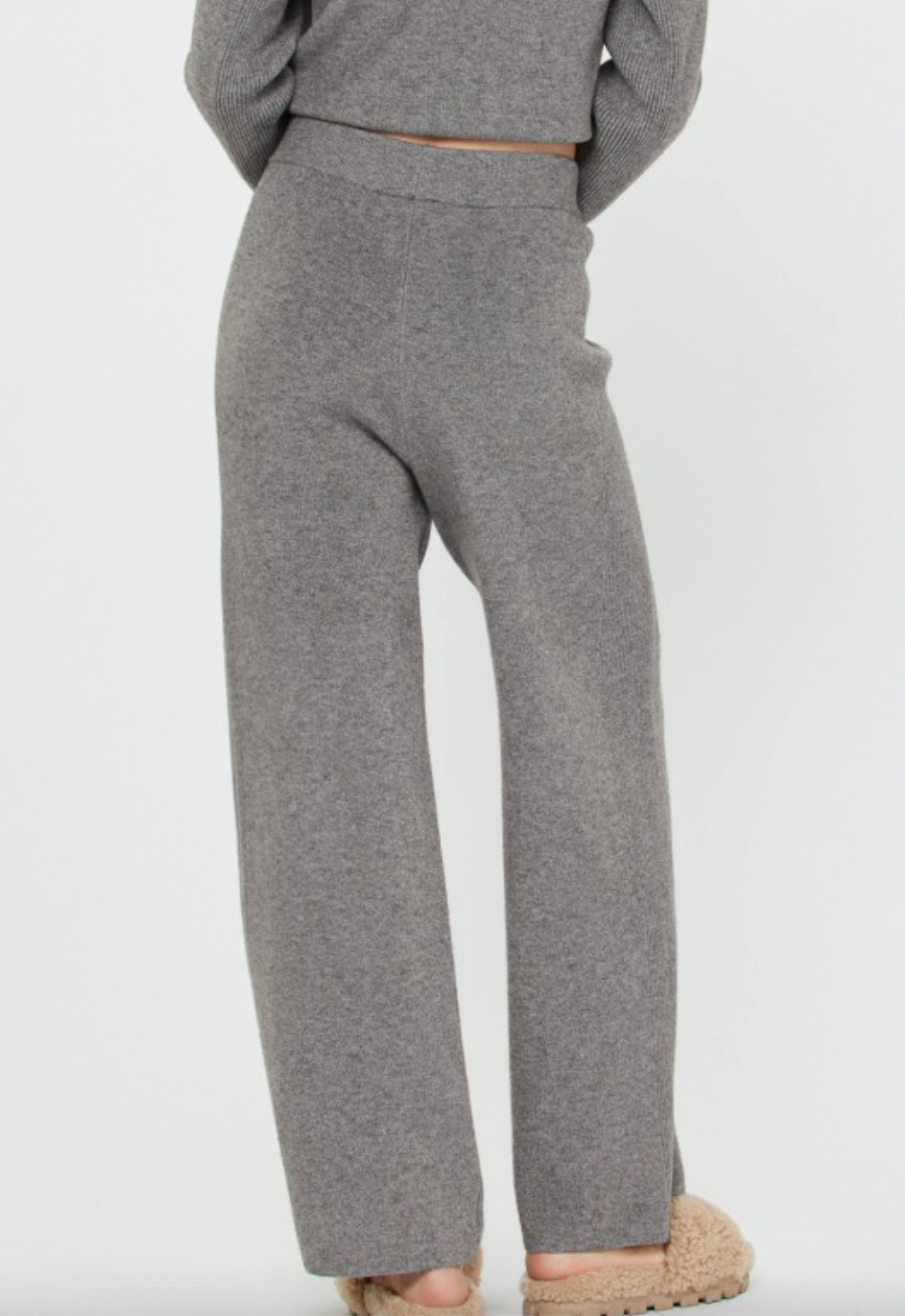 Wide Leg Knit Pants-Grey