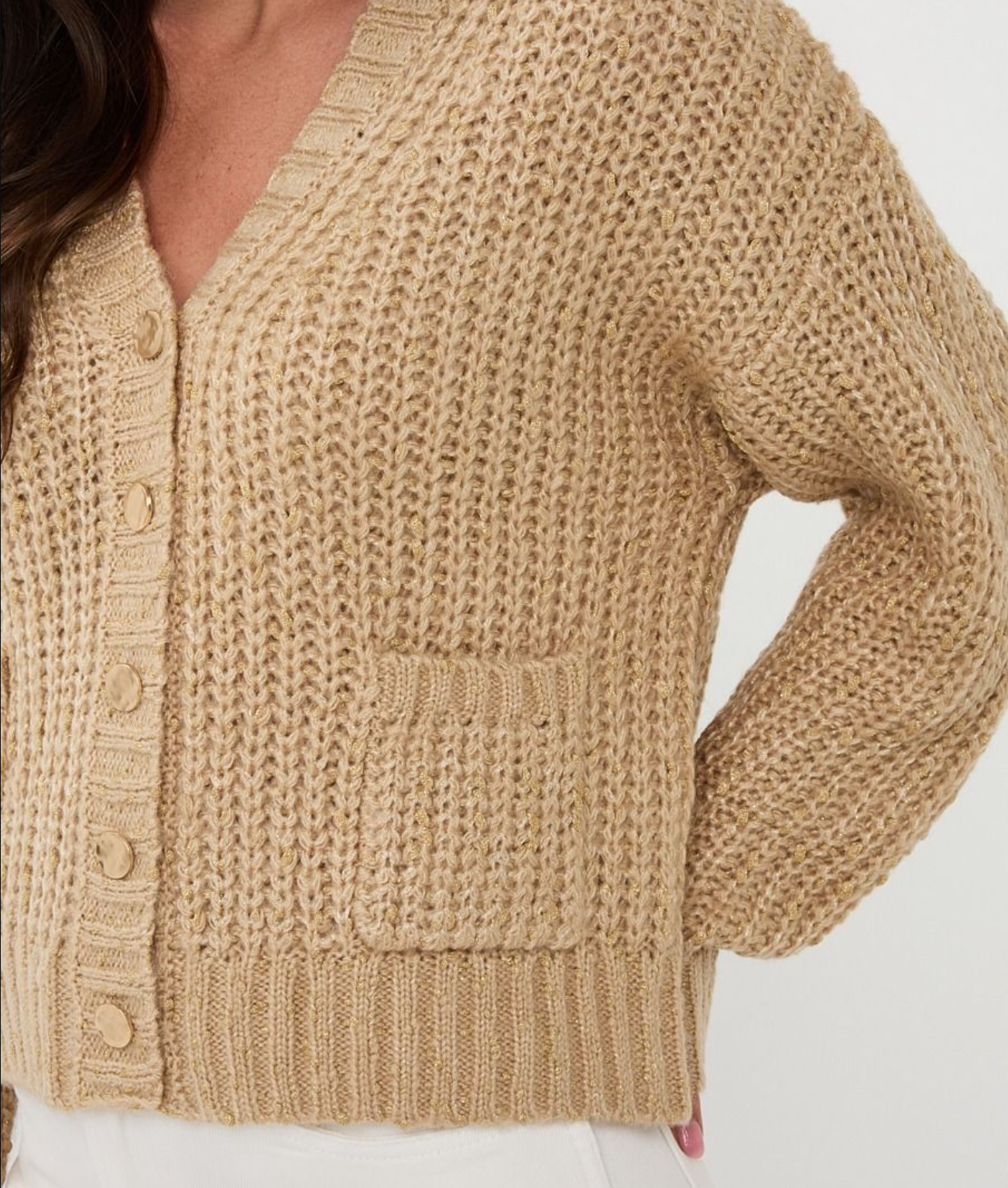 Lurex Cardigan-Tan
