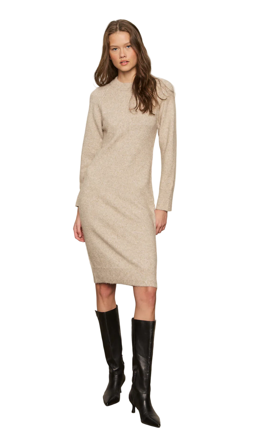 Cozy Midi Dress-Sand