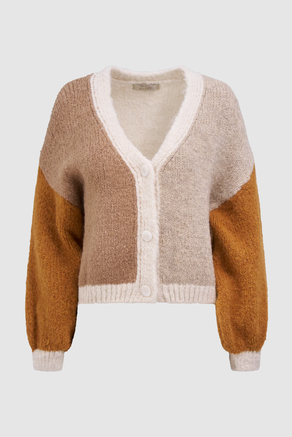 Color Block Cardigan-Tan