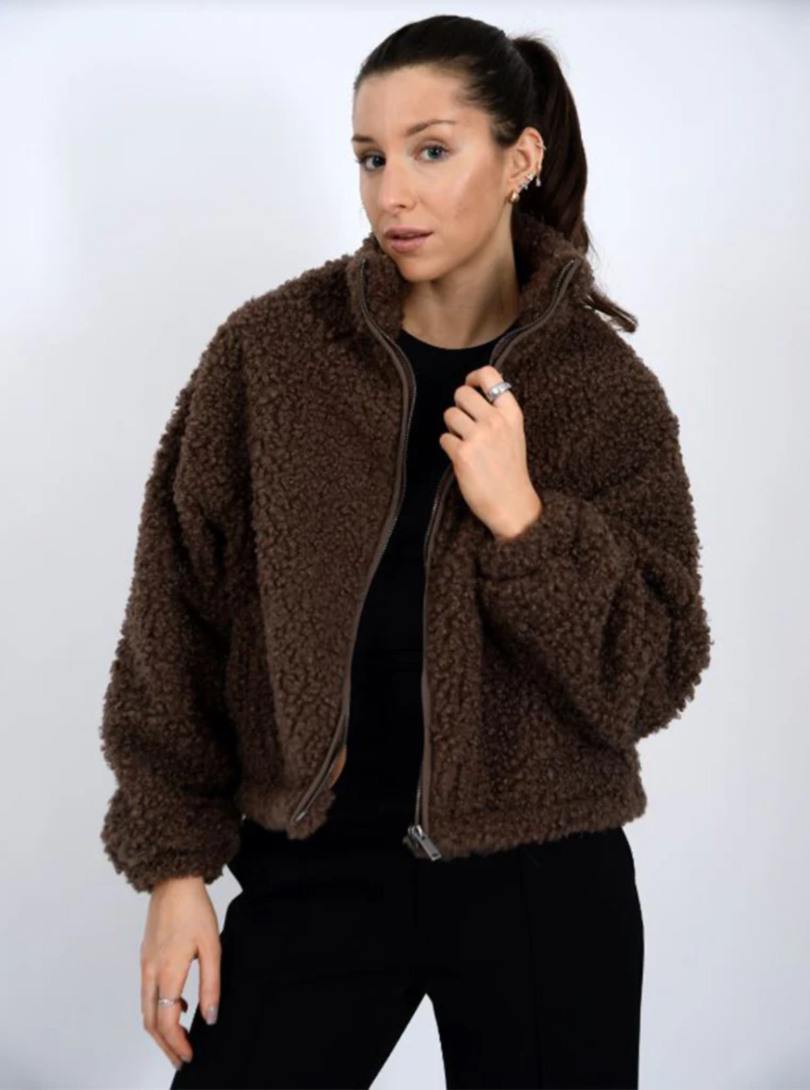 Janna Sherpa Jacket-Coffee