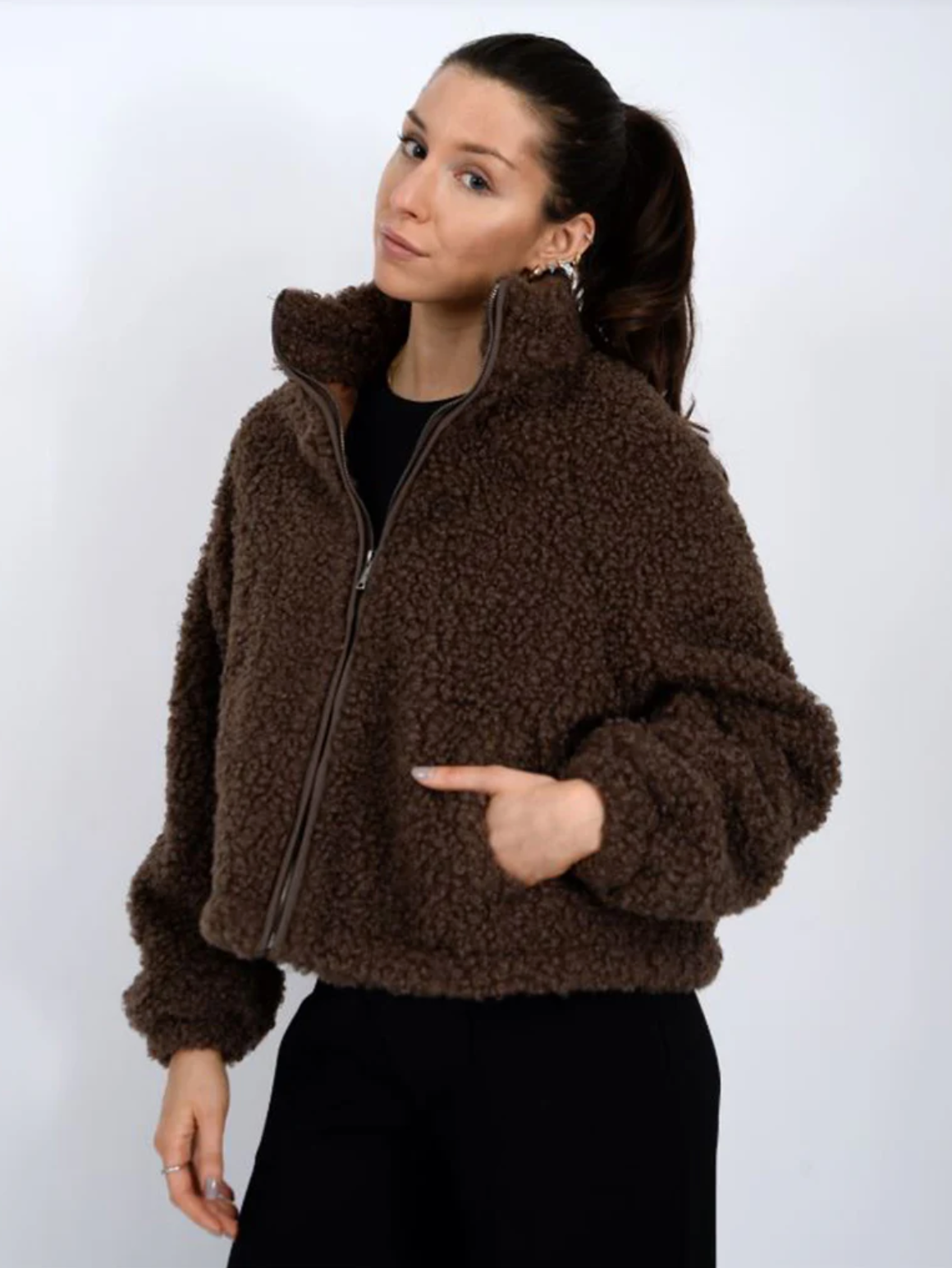 Janna Sherpa Jacket-Coffee