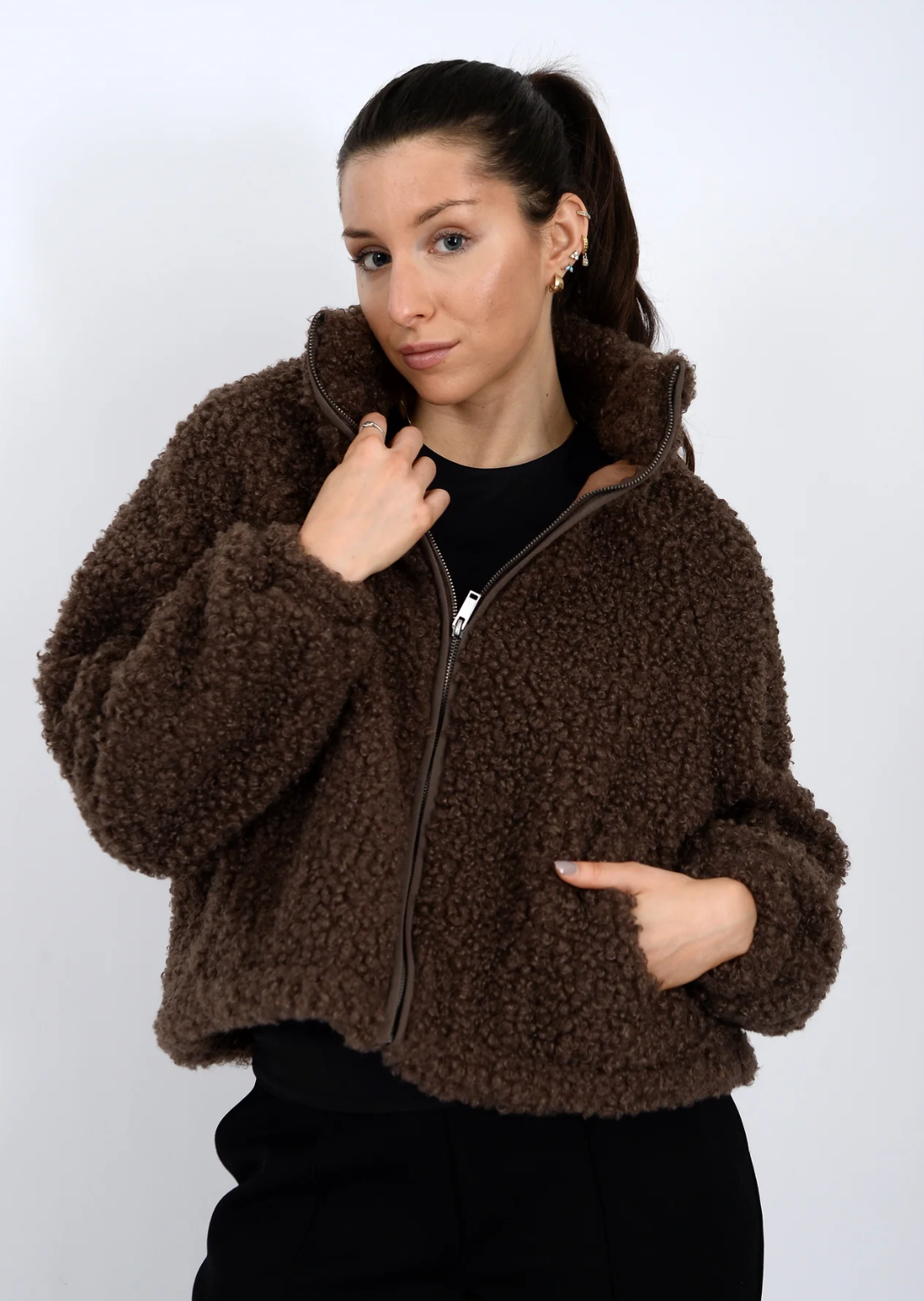 Janna Sherpa Jacket-Coffee