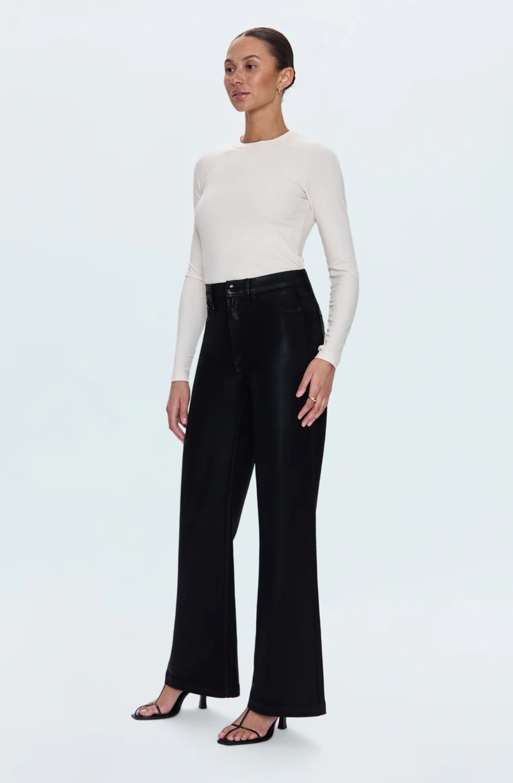 Lana Wide Leg-Coated Noir