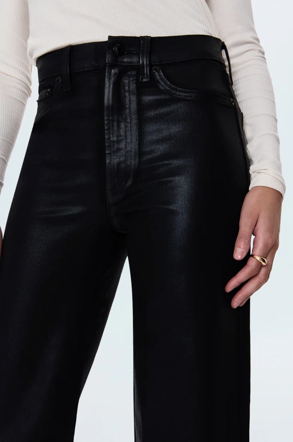 Lana Wide Leg-Coated Noir
