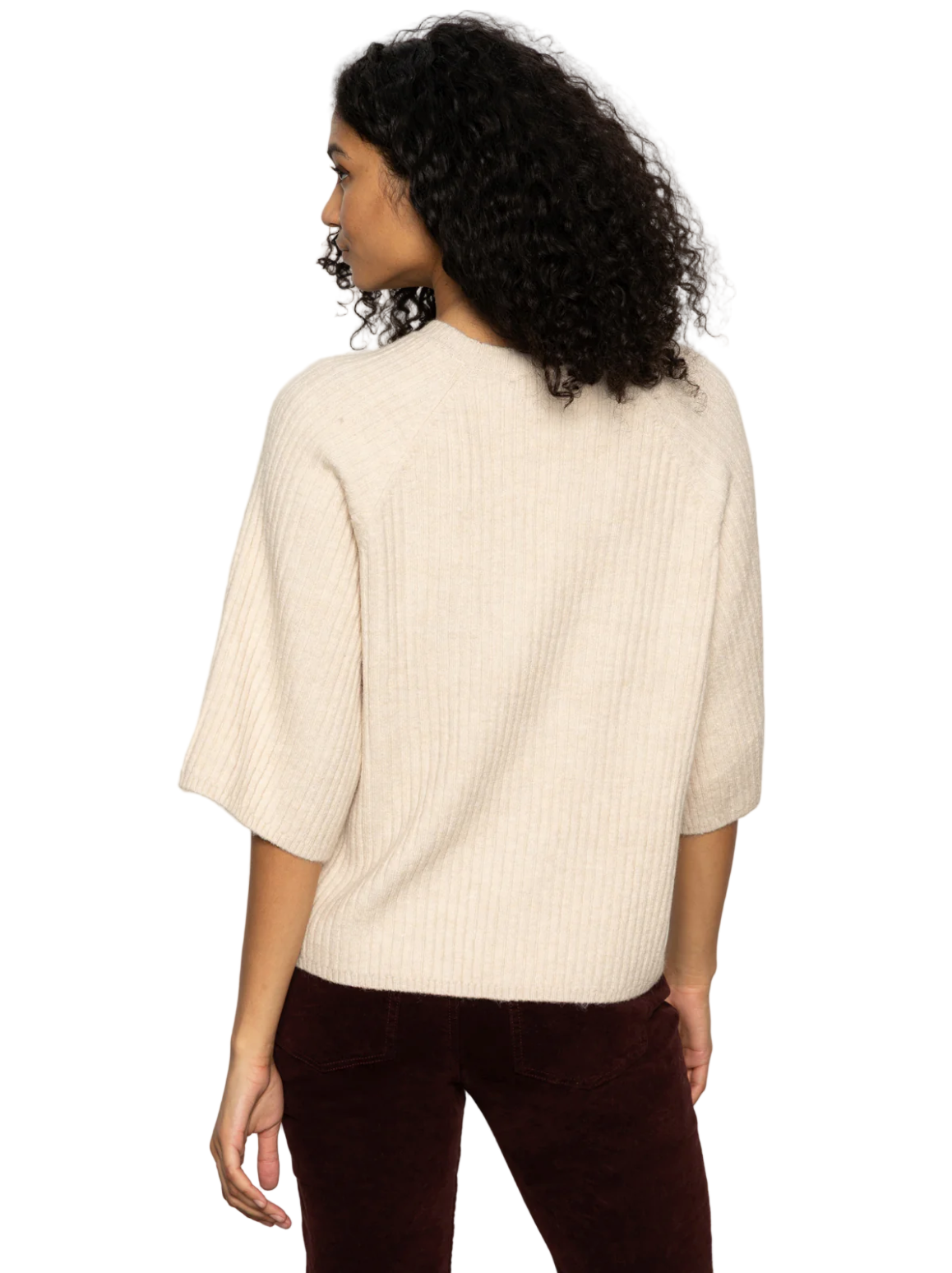 Ribbed Sweater Tee-Ecru