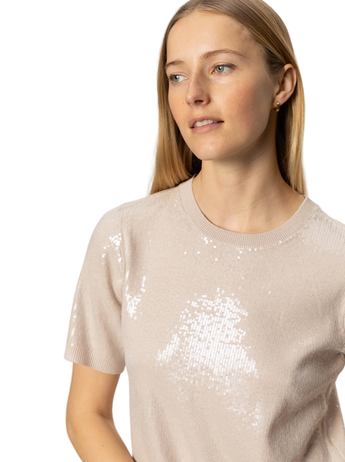 Sparkle Sequin Sweater Tee-Champagne