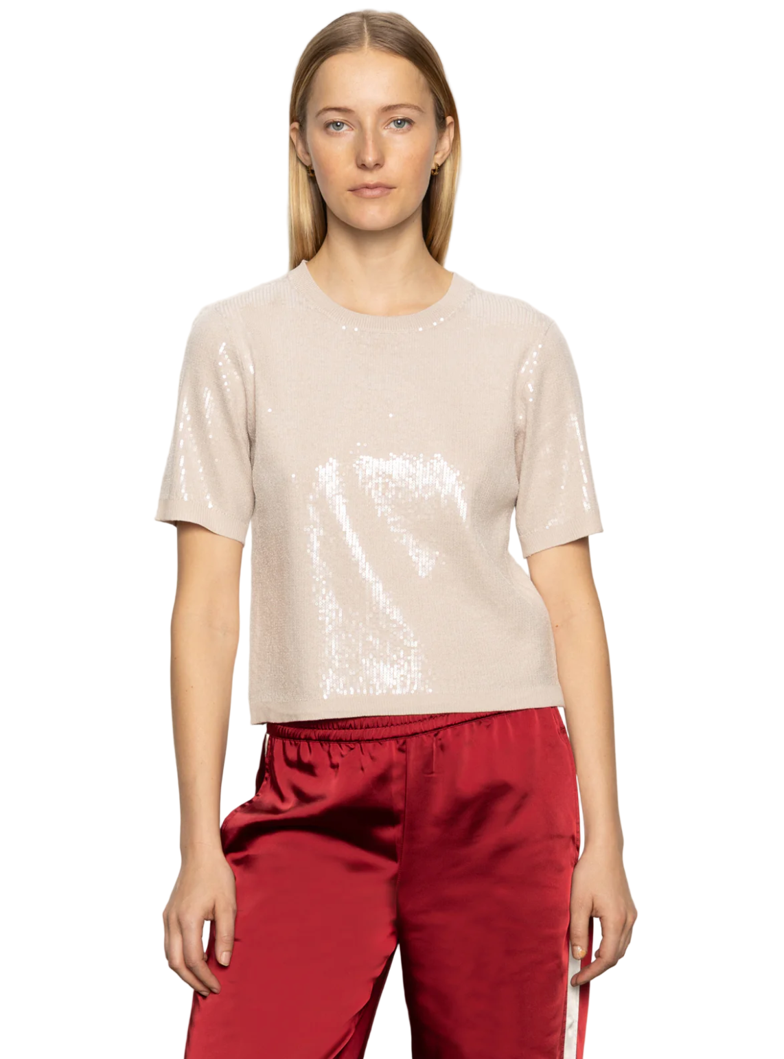 Sparkle Sequin Sweater Tee-Champagne