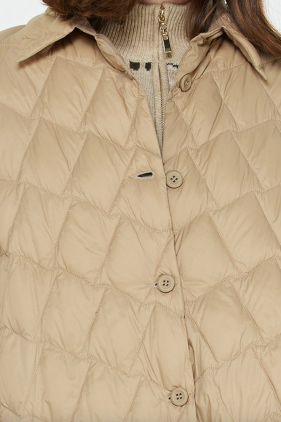 Quilted Duck Down Crop Jacket-Taupe