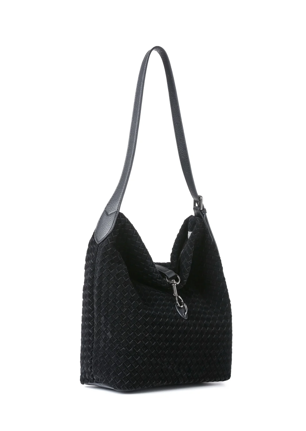 Sandy Woven Suede Bag-Black