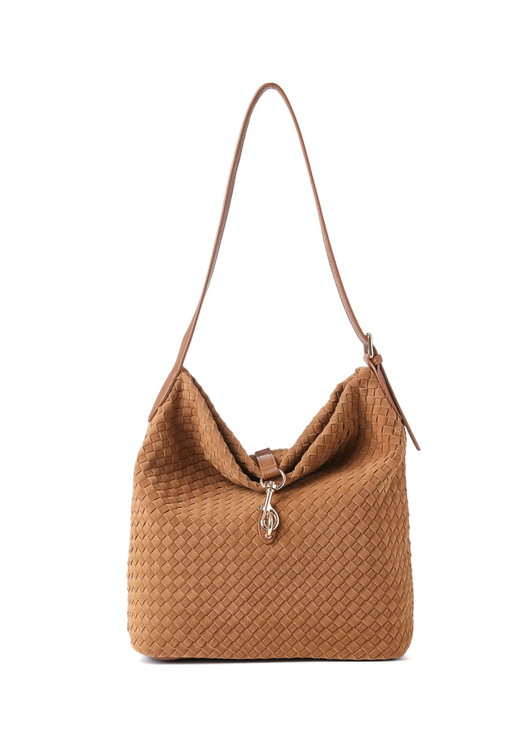 Sandy Woven Suede Bag-Saddle