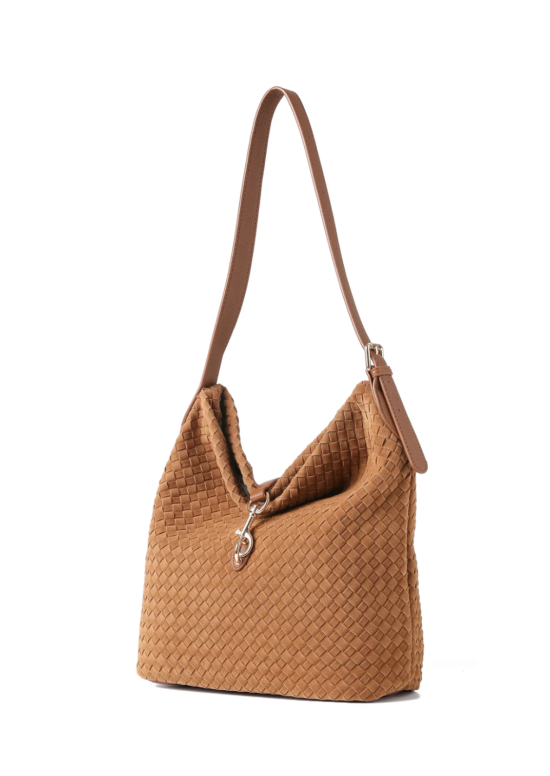 Sandy Woven Suede Bag-Saddle