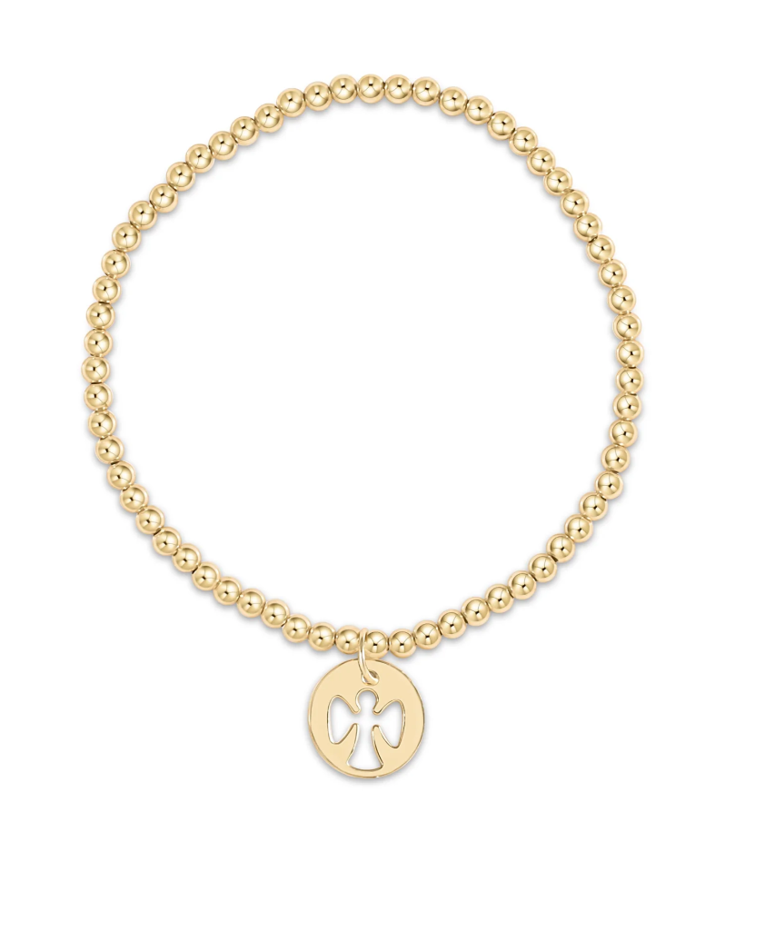 Classic Gold 3MM Bead Bracelet-Guardian Angel Disc