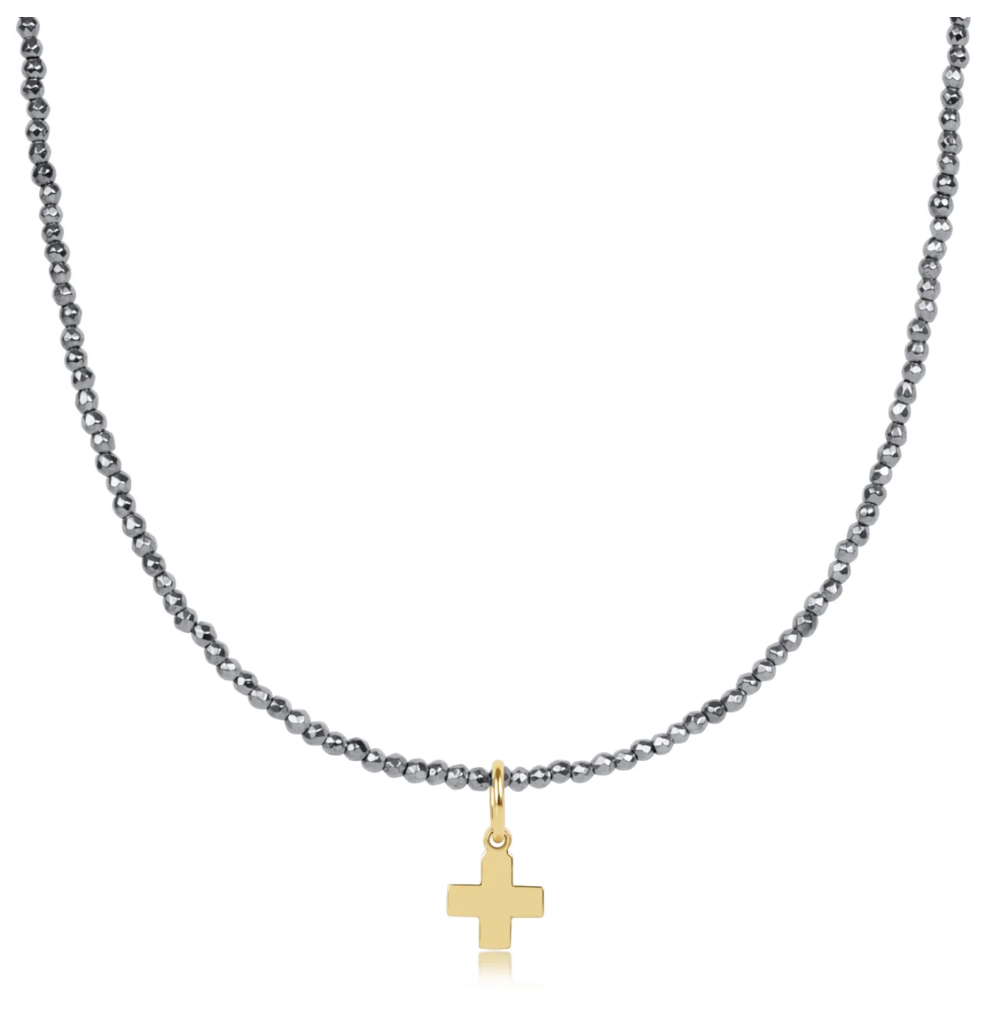 17" Choker Silver Hematite-Cross Charm