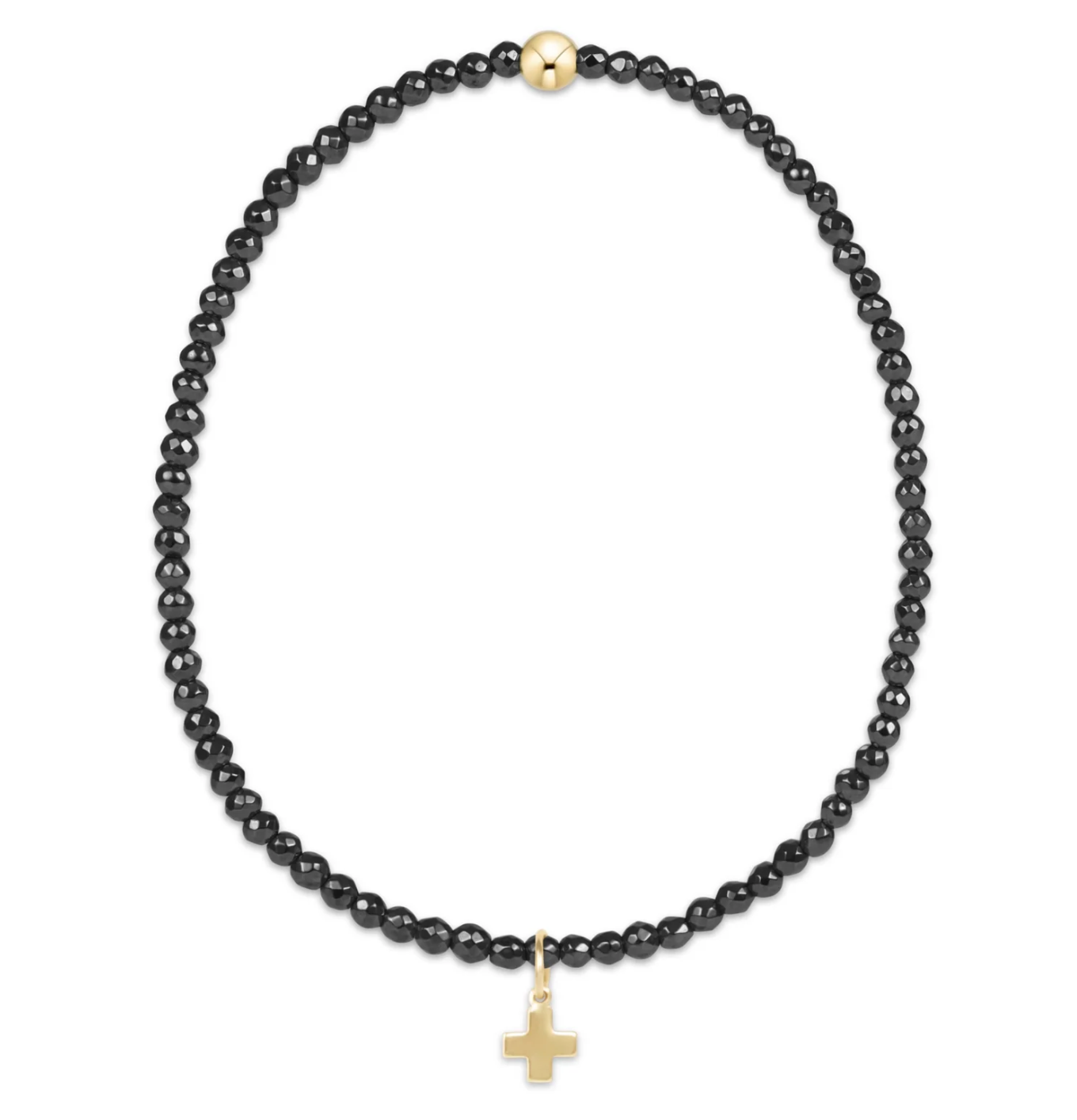Hematite Bracelet-Cross Gold Charm
