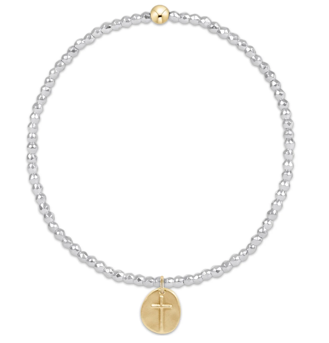 Bright Silver Hematite Bracelet-Inspire Gold Charm