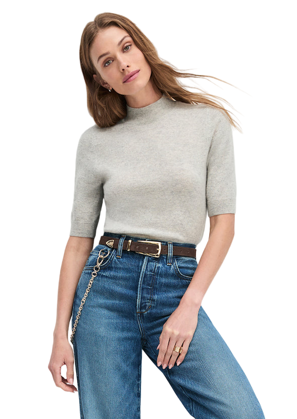 The Suede Statement Belt-Chocolate/Gold