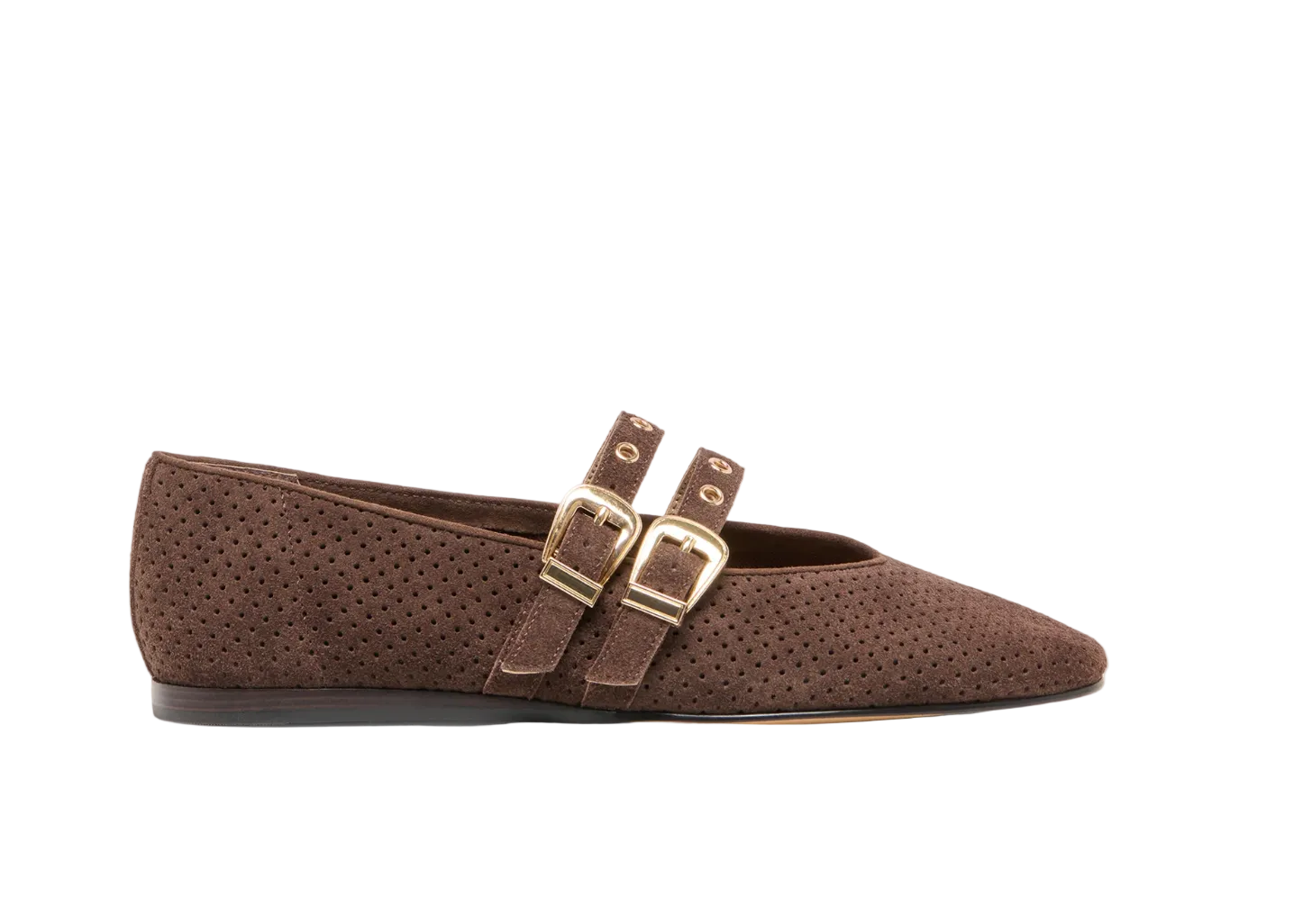 Baylee Ballet Flats-Dark Brown Suede