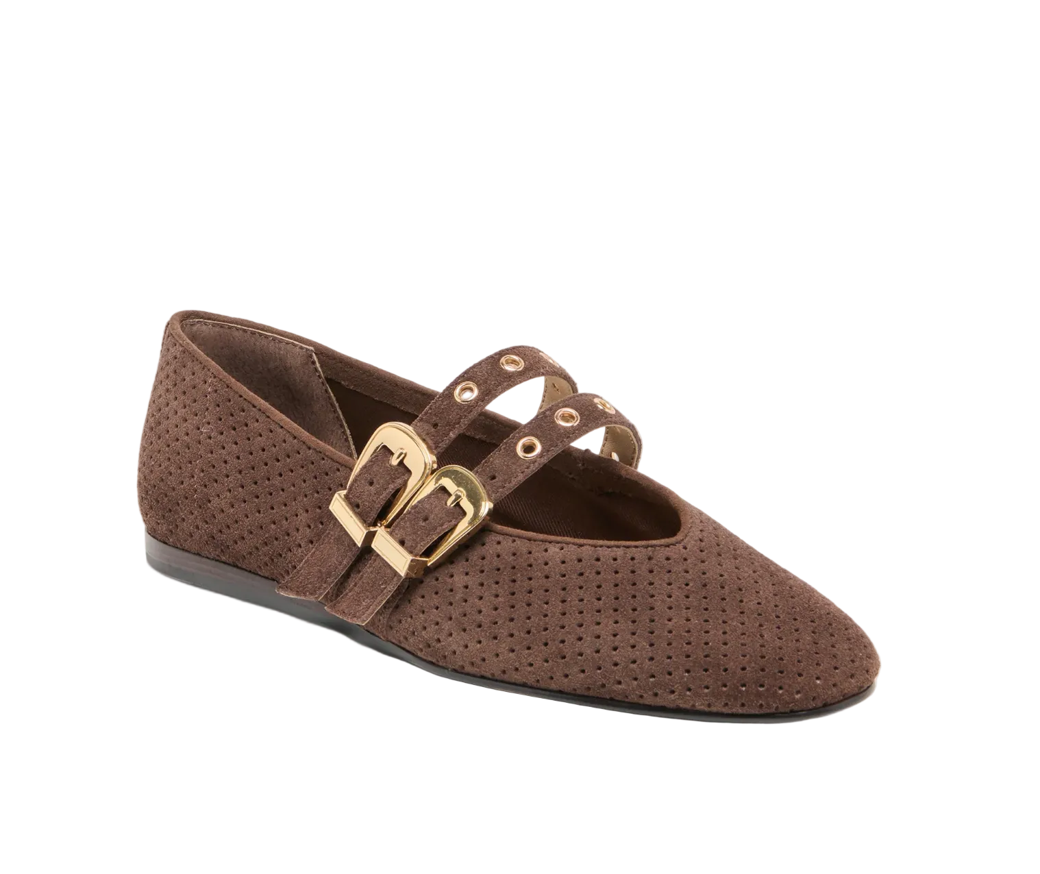 Baylee Ballet Flats-Dark Brown Suede