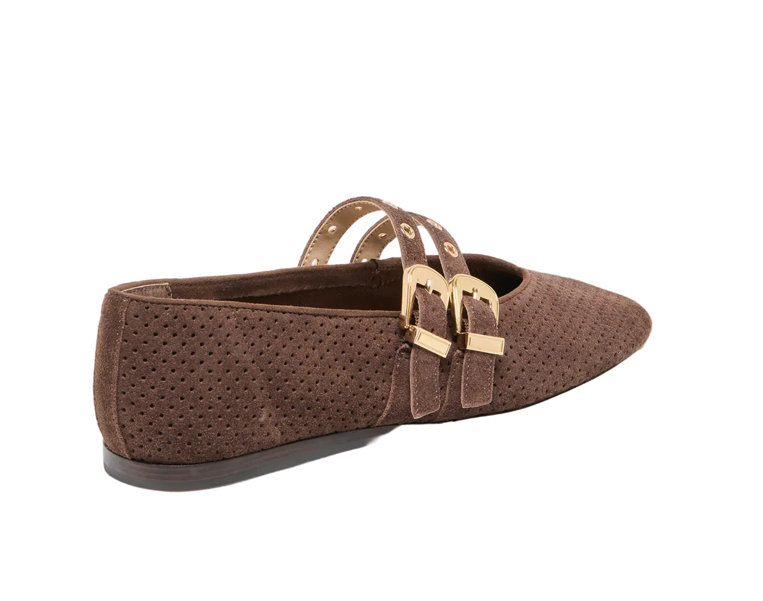 Baylee Ballet Flats-Dark Brown Suede