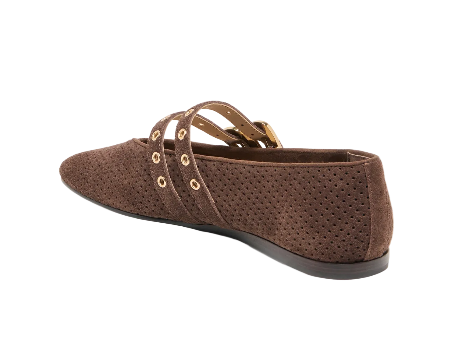 Baylee Ballet Flats-Dark Brown Suede