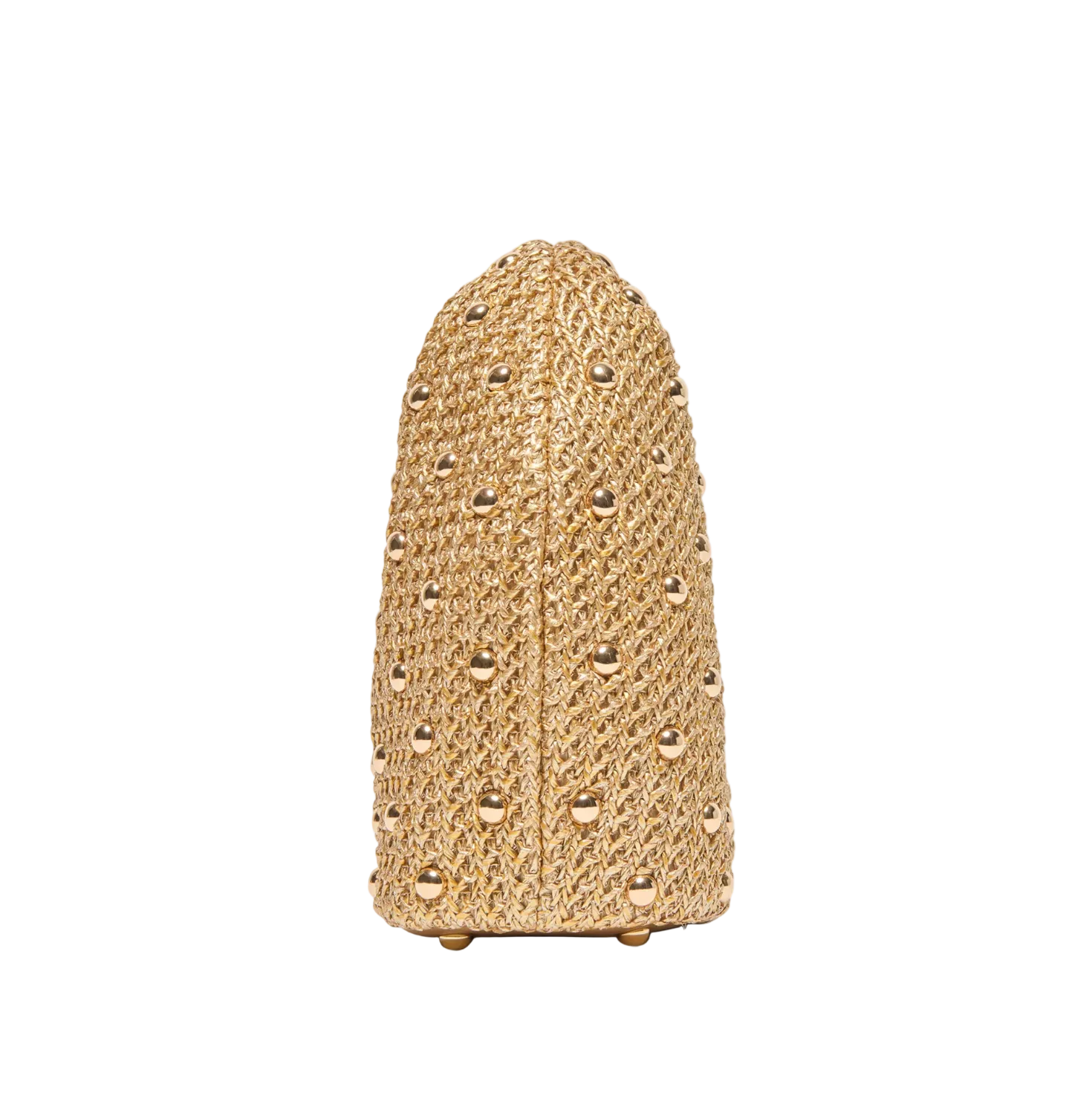 Dahlia Studded Raffia Bag-Gold