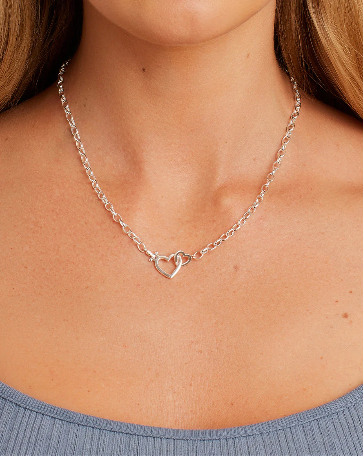 Parker Heart Necklace-Silver