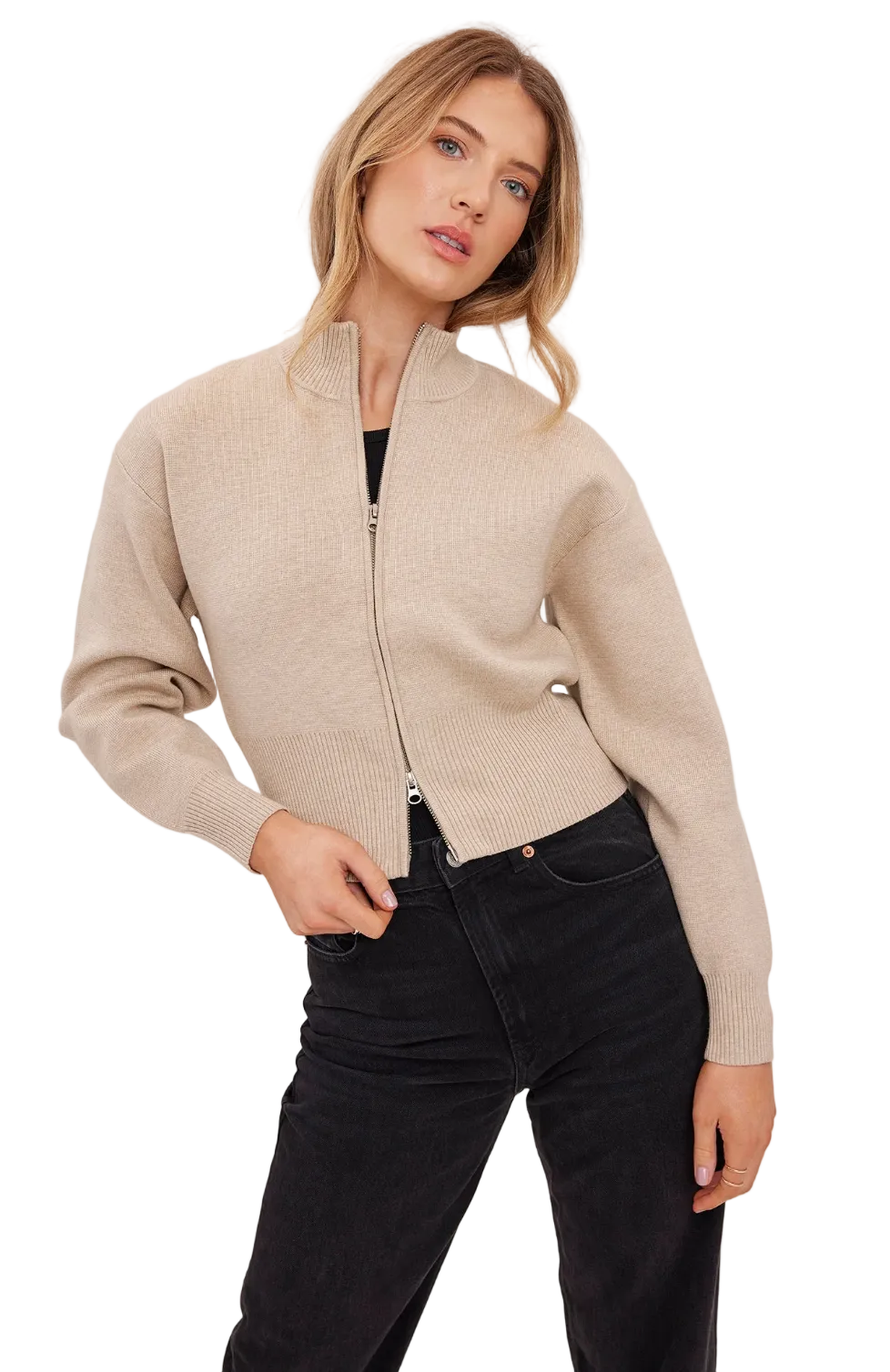 Rowan Zip Up Sweater-Oat