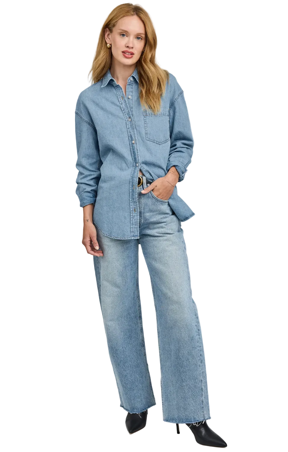 Whitney Denim Button Down-Light Wash