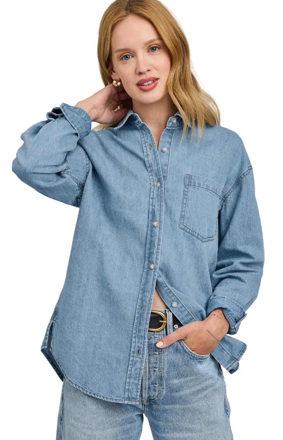 Whitney Denim Button Down-Light Wash