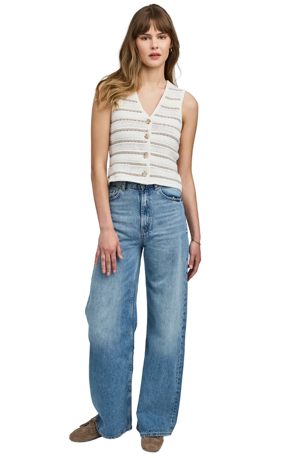 Mariana Knit Vest-Beechwood Stripe