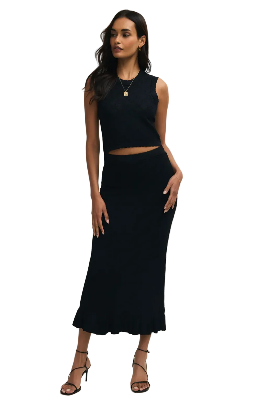 Ramona Cropped Sweater Tank-Black