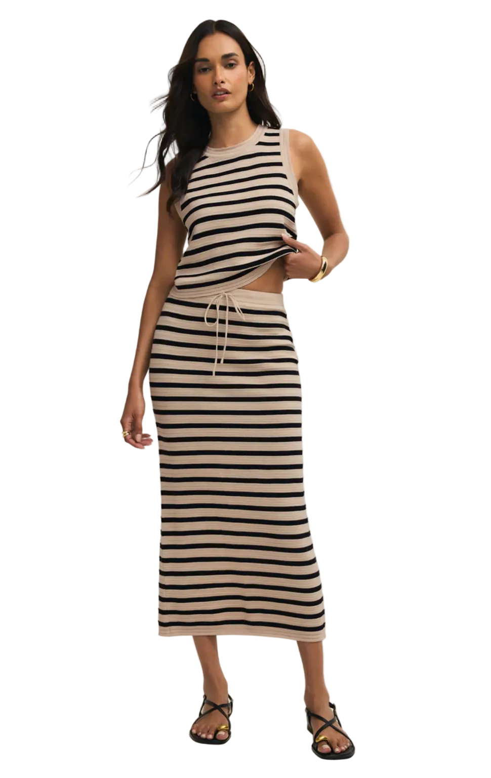Emori Striped Skirt-Natural
