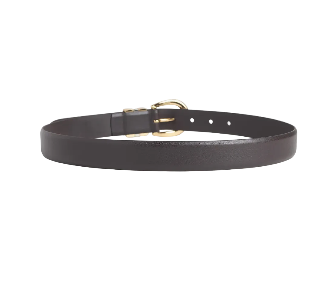 The William Split Decision Belt-Dark Brown/Gold