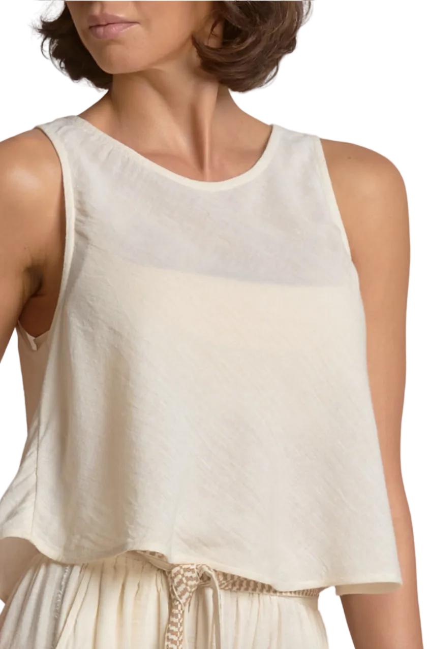 Flaired Tank Top-Cream