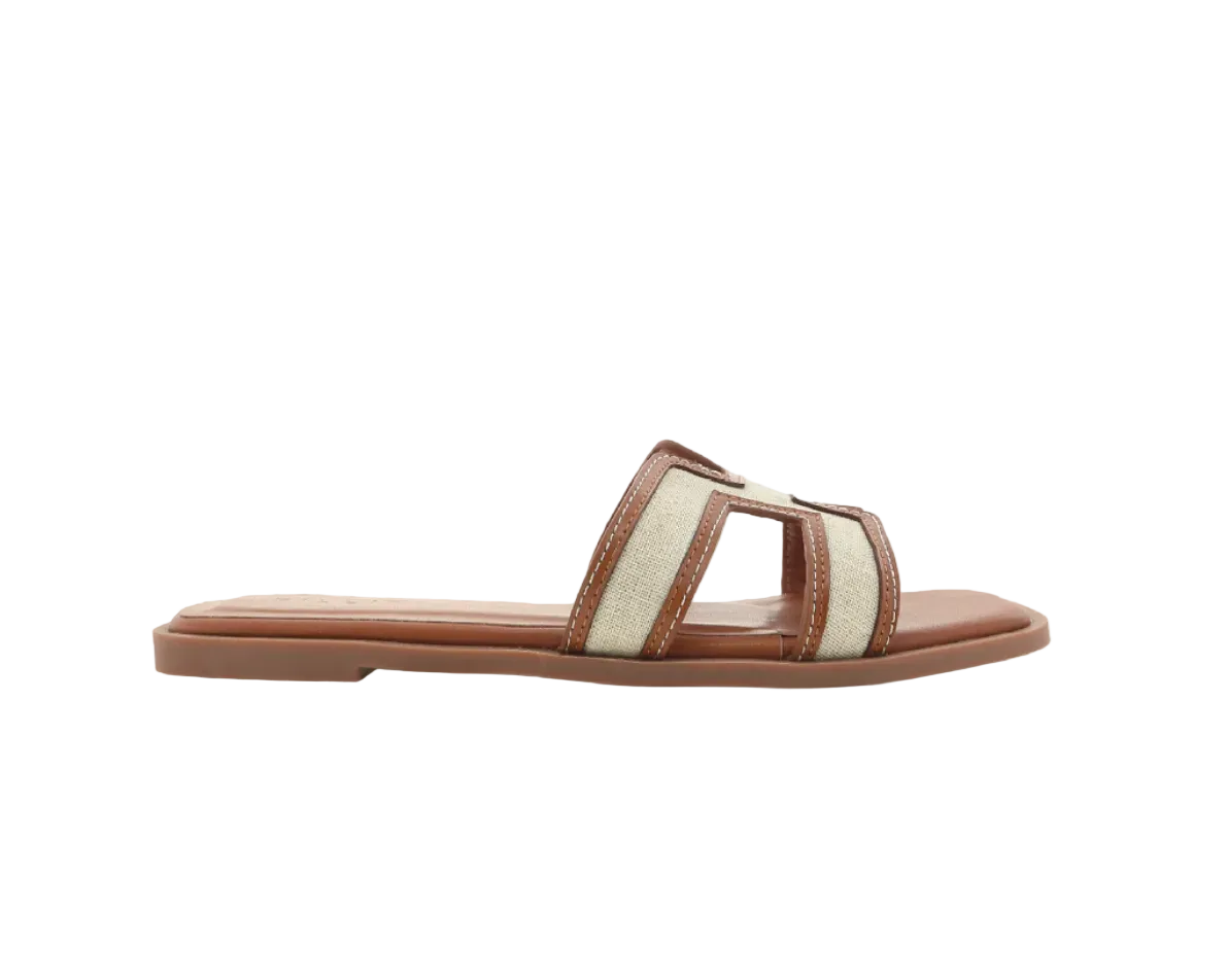 Gordy Slide-Natural Linen/Tan