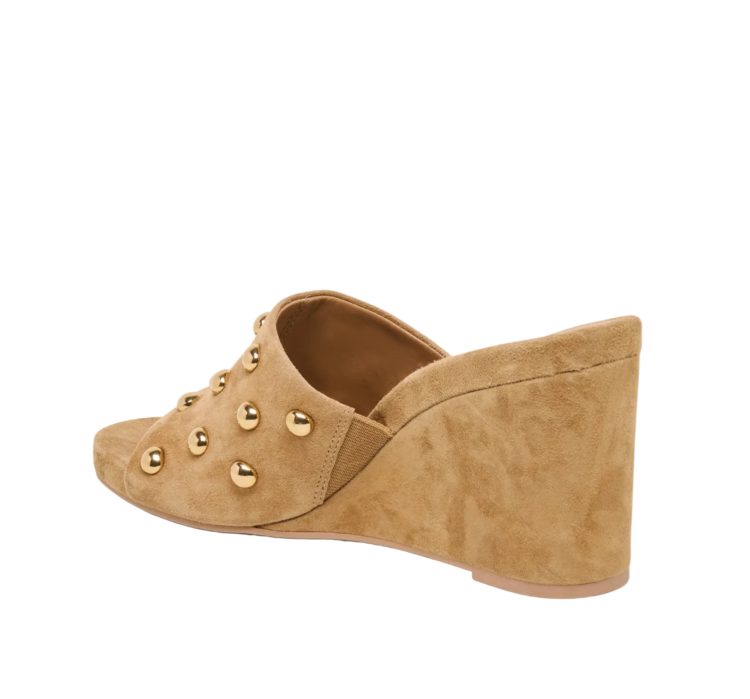 Holta Stud Wedges-Light Brown Suede