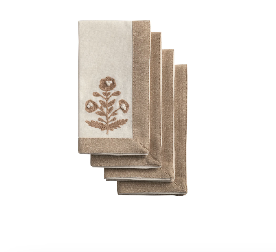 Set of 4 Floral Napkins (2 Styles)
