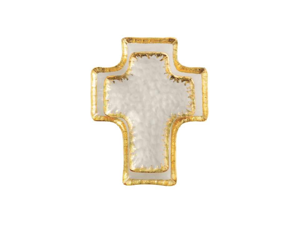 Gold Edge Glass Cross Tray (2 Sizes)