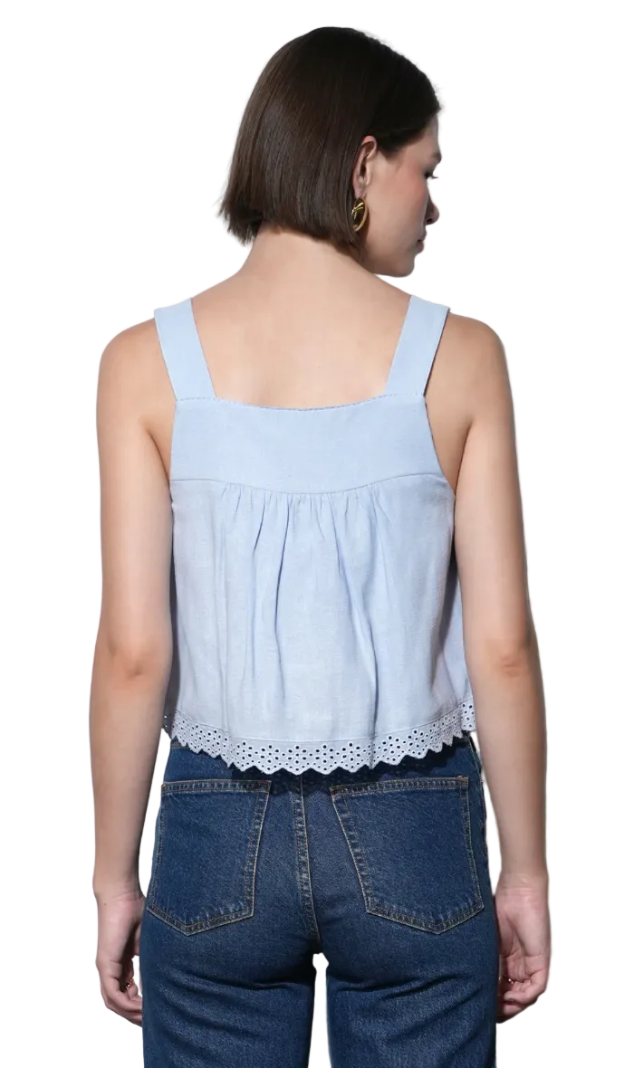 Elani Eyelet Swing Tank-Blue
