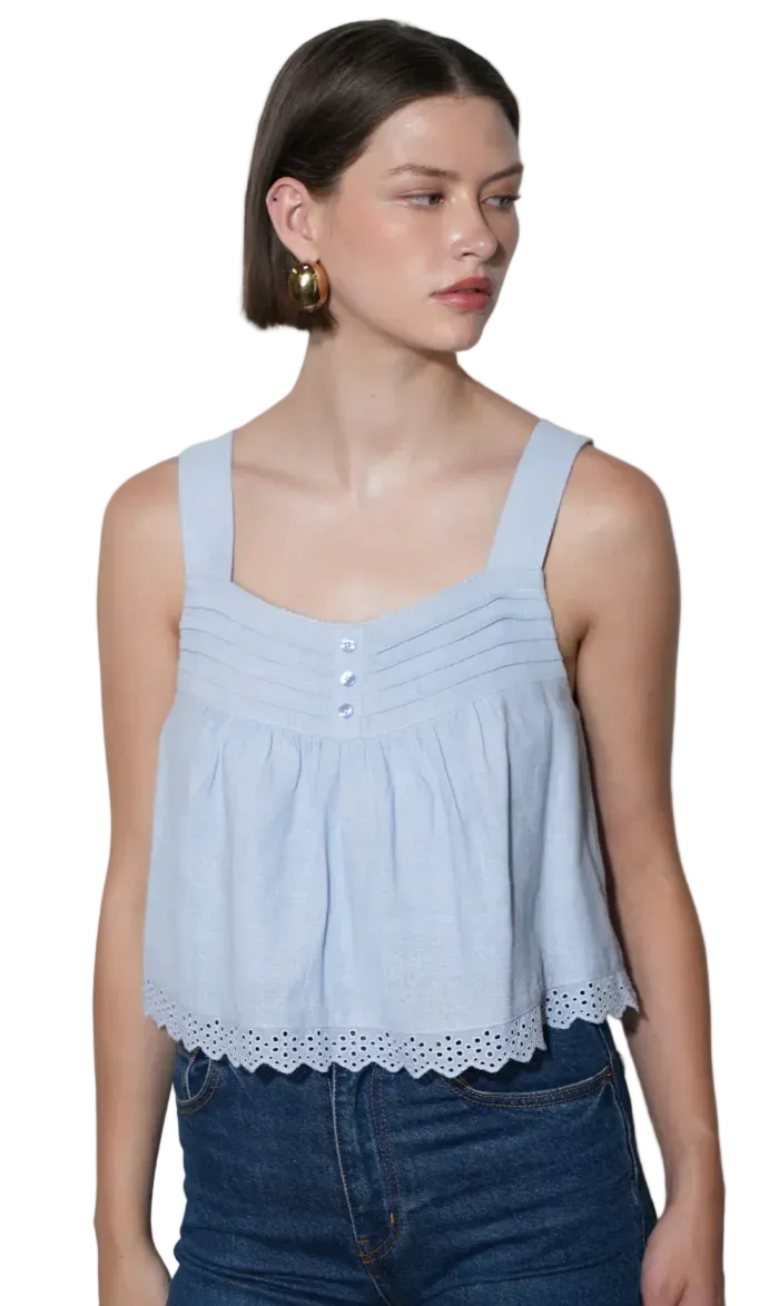 Elani Eyelet Swing Tank-Blue