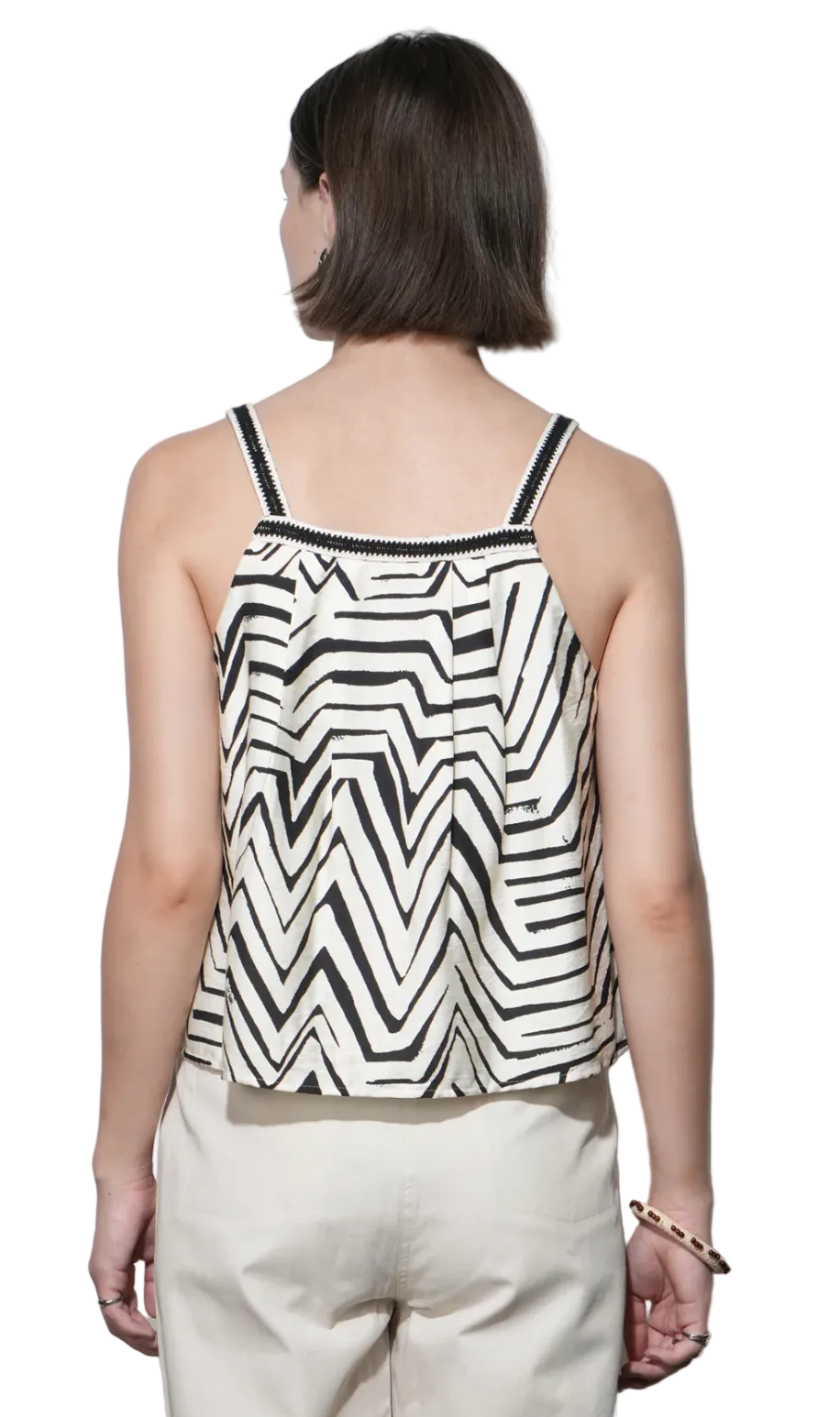 Harper Crochet Detail Top-Ivory/Black