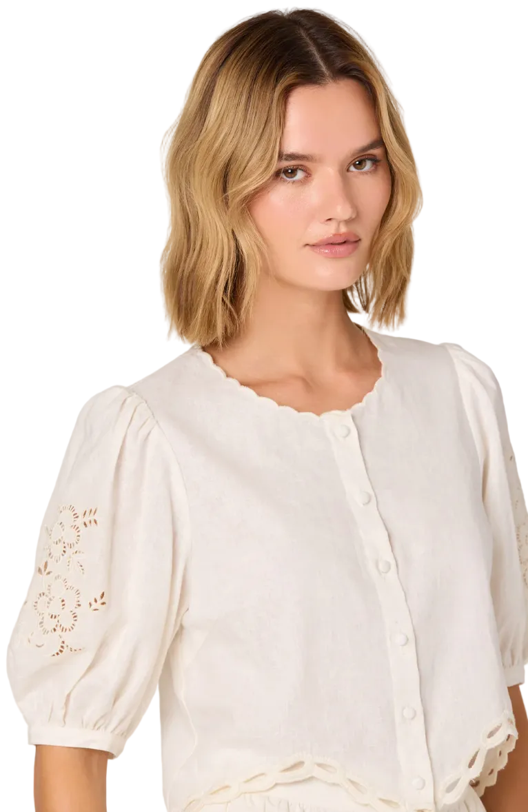 Joellyn Puff Sleeve Top-White