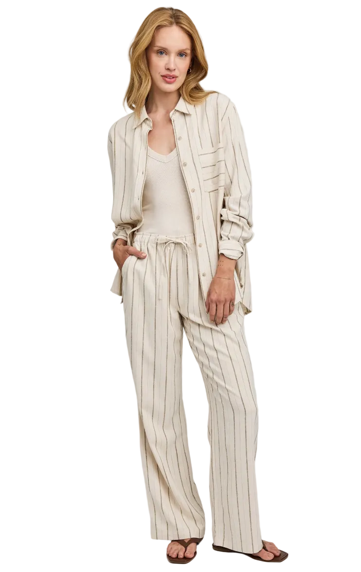 Portia Button Down-Linen Stripe