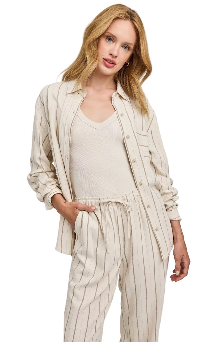Portia Button Down-Linen Stripe